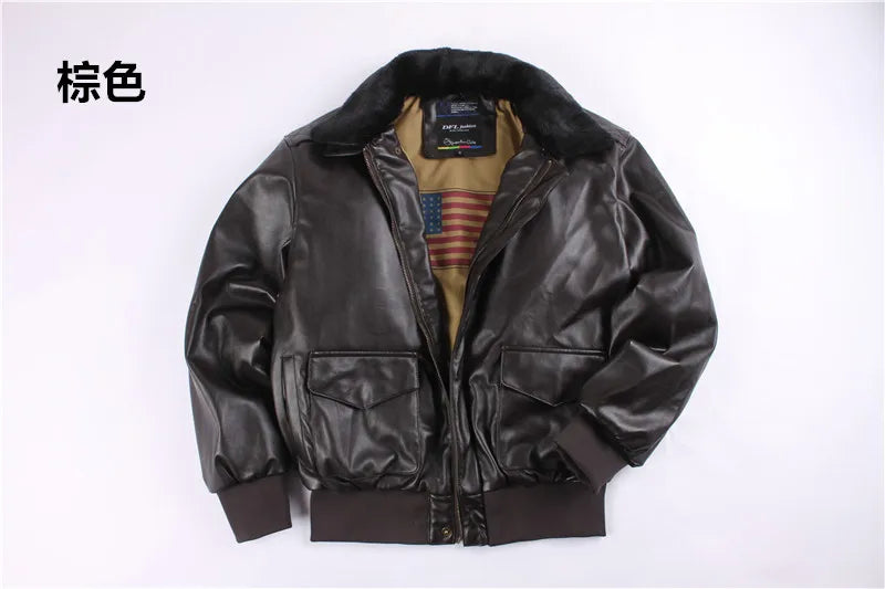 Retro Oversized US Air Force Fur Leather Coat