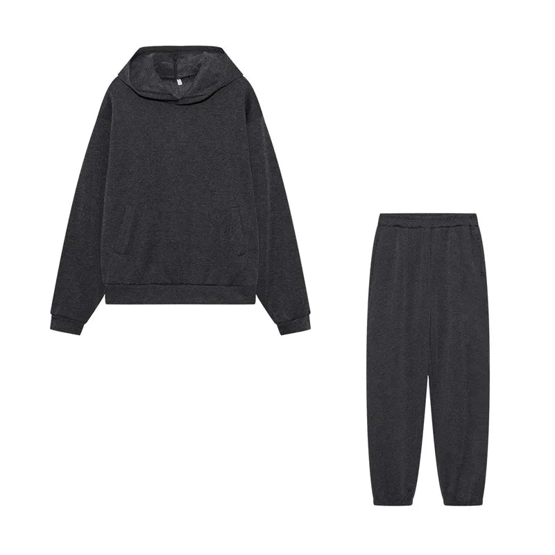 Women's Tracksuit Suit Autumn Fashion Warm Hoodie Sweatshirts Two Pieces Oversized Solid Casual Hoody Pullovers Long Pant Sets