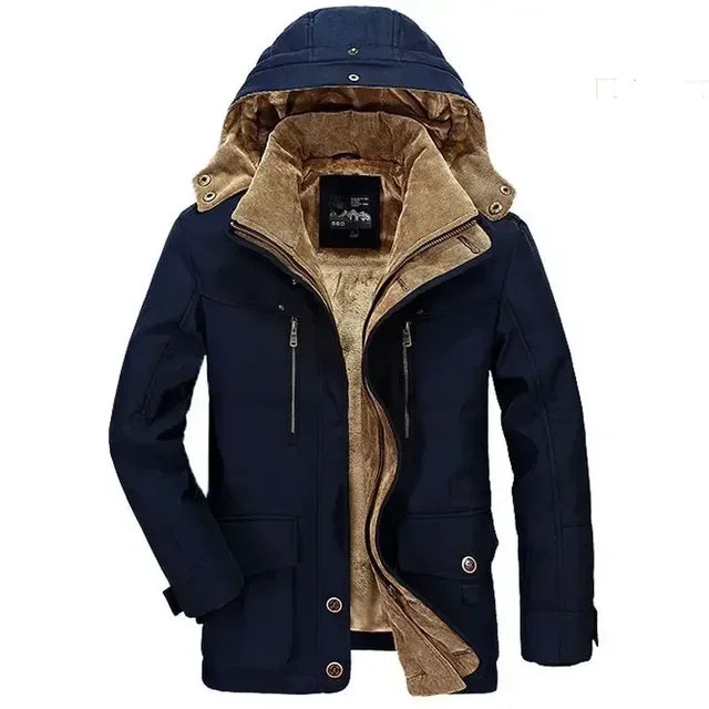 Mens Hooded Winter Parka Coat with Inner Fleece