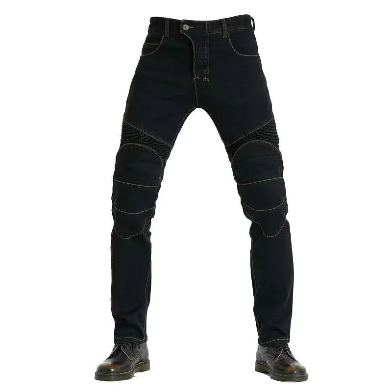 Men Jeans Embroidery Motorcycle Pants Pantalon Motocross Belt Protective Gear option Motorcycle Driver  License Test Motos Jeans